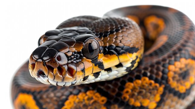 Isolated of Boa constrictor snake on white background with Clipping Path Malayopython reticulatus : Generative AI