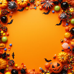 Fototapeta premium ハロウィンの背景、かぼちゃ、コウモリ