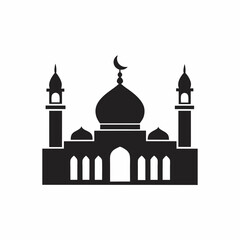 Islamic mosque silhouette vector art Illustration