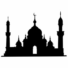 Islamic mosque silhouette vector art Illustration