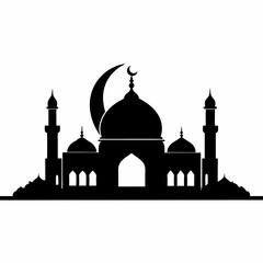 Islamic mosque silhouette vector art Illustration