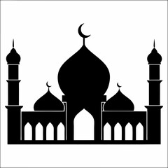 Islamic mosque silhouette vector art Illustration