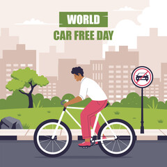 World car free day illustration background, Illustration for websites, landing pages, mobile apps, posters and banners. Trendy flat vector illustration