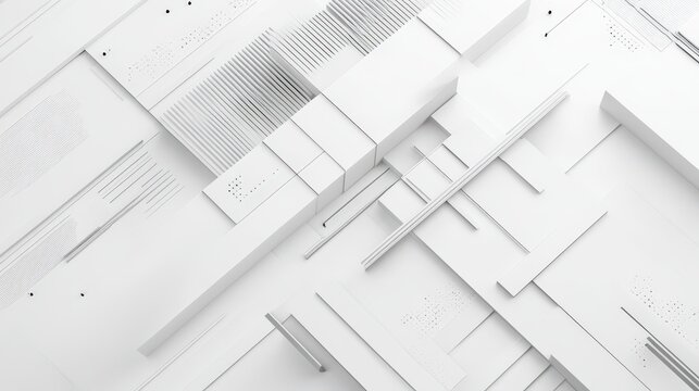 A white background with abstract lines and geometric shapes.