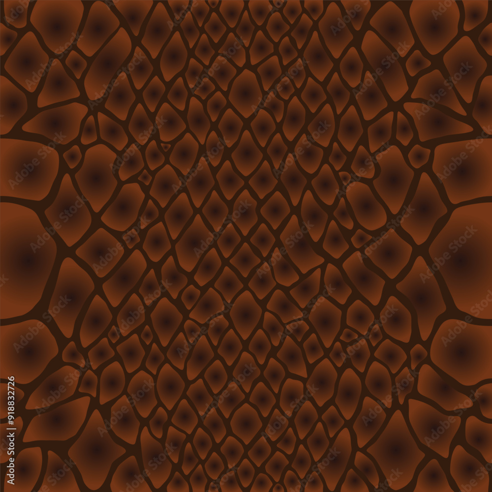 Poster snake scale skin drawing. reptile seamless texture. brown gradient cell background. animal print. ve