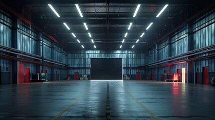 Empty warehouse and garage at night : Generative AI