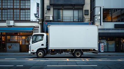 Background of white delivery truck : Generative AI