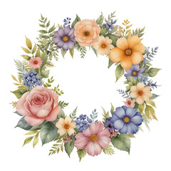 Obraz premium Flower Wreath Watercolor Wreath Art