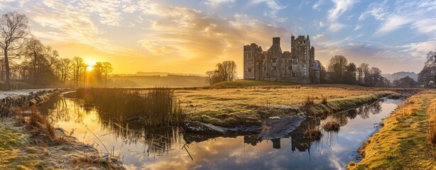 Ruined Castle at Sunrise, Ireland