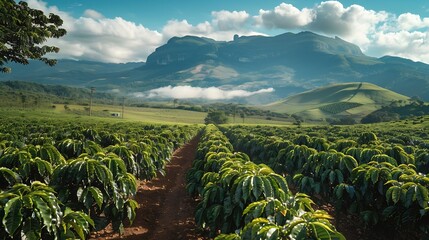 Beautiful coffee plantations in Chapada Diamantina in Brazil : Generative AI