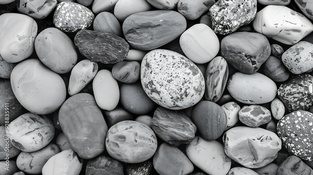 Poster small stone texture for background gravel texture surface of small pebble stone black and white : ge