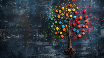 Social determinants of health  economic and social conditions that influence individual and group differences in health status mind map concept on blackboard : Generative AI