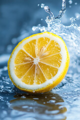 Water splash lemon fruit for vertical background and social media campaign