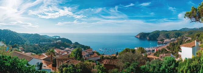 Naklejka premium Mediterranean Village Overlooking the Sea