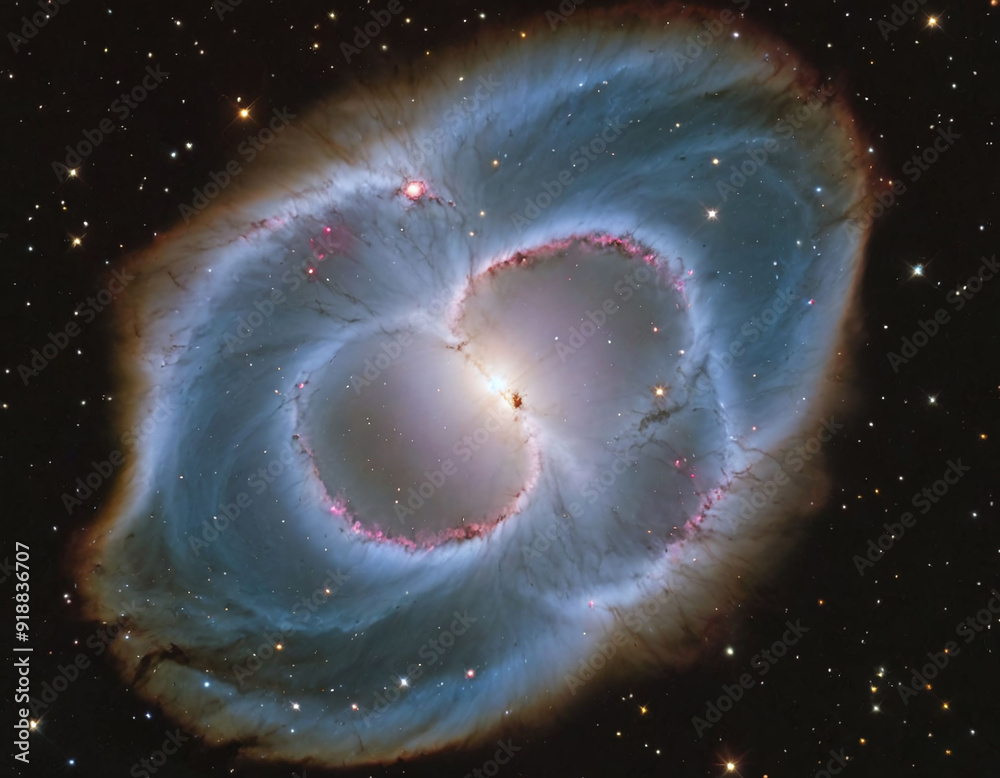 Wall mural southern ring nebula rotating against star field in outer space, astronomy image scene