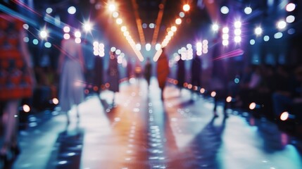 A blurred image of people strolling down a city street under the cover of darkness