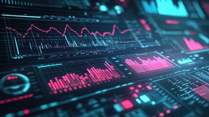 Fototapeta premium A background with financial charts and business data overlays.