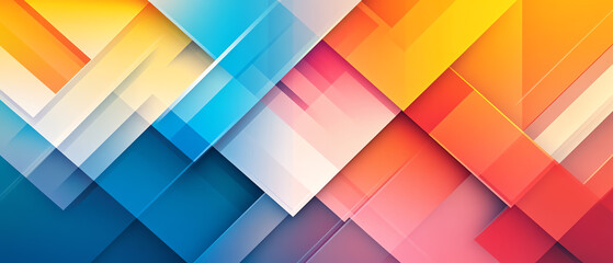 Abstract vector background with a symmetric overlay of geometric shapes, featuring a dynamic color palette and layered textures for a modern look