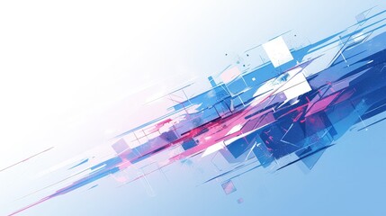 Abstract Blue and Pink Geometric Composition