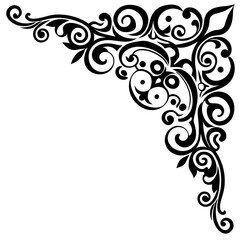 Fototapeta premium Illustrate decorative corner elements with ornate patterns silhouette vector