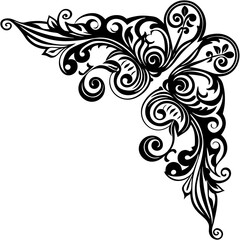  Illustrate decorative corner elements with ornate patterns silhouette vector