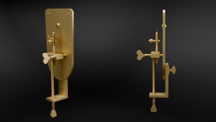 3d rendering or 3d illustration of leewenhoek microscope with front pose and side pose
