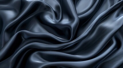 Obraz premium Black gray satin dark fabric texture luxurious shiny that is abstract silk cloth panorama background with patterns soft waves blur beautiful : Generative AI