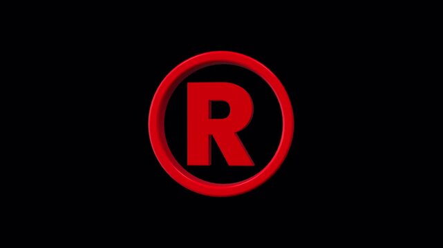 Registered 3D Icon Rotating on a Transparent Background. Seamless Loop. 4K