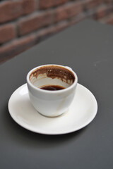top view of empty coffee cup on table ,