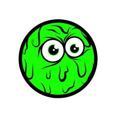 Green cartoon monster ball character vector illustration 
