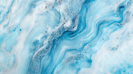 A mesmerizing abstract image showcasing swirling patterns of blue and white colors, reminiscent of water or liquid ink in motion. The intricate details include various shades of blue, from light to da