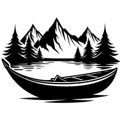 Canoe silhouette vector