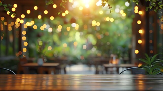 Blur Thai style interior restaurantBackground blurred couter coffee bar Resturant cafe cafe blurred background with bokeh : Generative AI