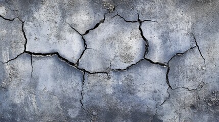 Obraz premium A grey cement cracked wall background presents a raw and industrial aesthetic. 