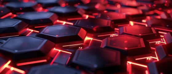 A close up of a red and black hexagon pattern