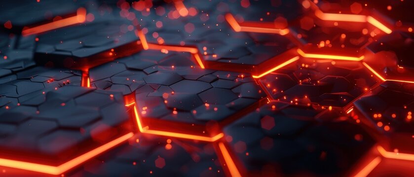 A close up of a black and orange background with a red and orange pattern