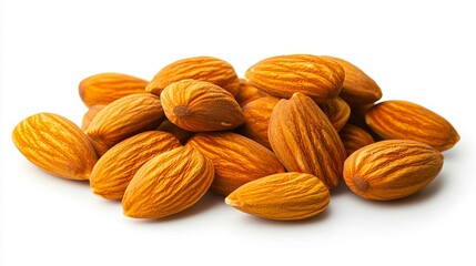 Fototapeta premium A pile of almonds on a white background
