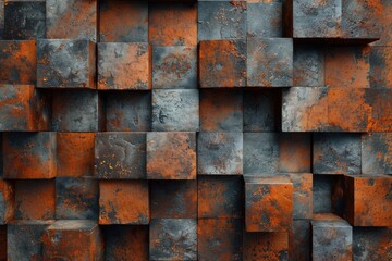 Rusty Geometric Cube Wall