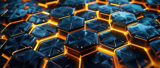 A close up of a black and orange hexagonal pattern