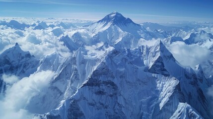 Obraz premium Aerial view of snow-capped mountains, perfect for winter or travel themes