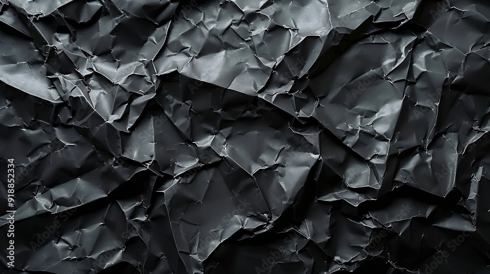 Poster empty crumpled wet black paper blank texture copy space wall horizontal background : generative ai