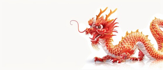 A red dragon is on a white background