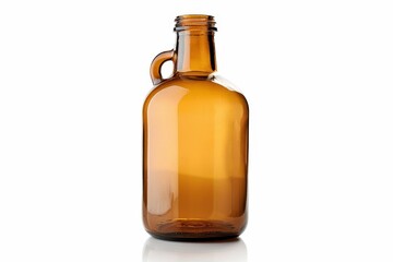 Brown glass bottle on white background