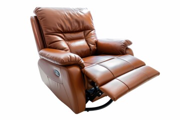 Brown leather reclining chair in modern home