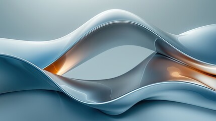 abstract white and blue chrome metal curve