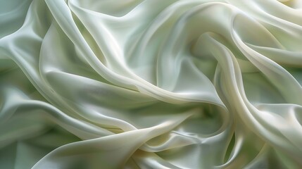 Obraz premium Sage green olive beige white abstract background Color gradient ombre Light pastel pale soft dusty Noise grain Fabric silk satin Drapery fold line Elegant luxury Design : Generative AI