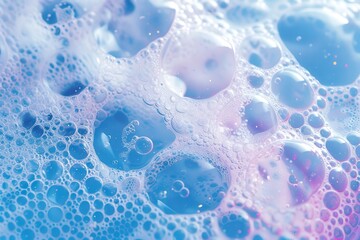 Close up bubble texture with blue background bursting