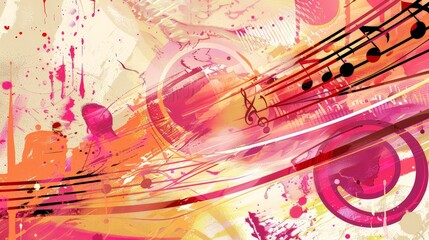 Abstract pink and yellow music background.