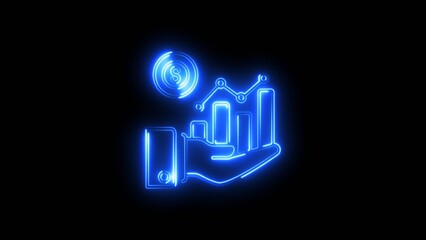 glowing neon business concept icon illustration .