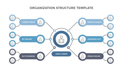 Organization structure chart infographic template, circle diagram, vector eps10 illustration